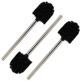 3pcs toilet Brushes Black with Stainless Steel Handle Replaceable Toilet Brush