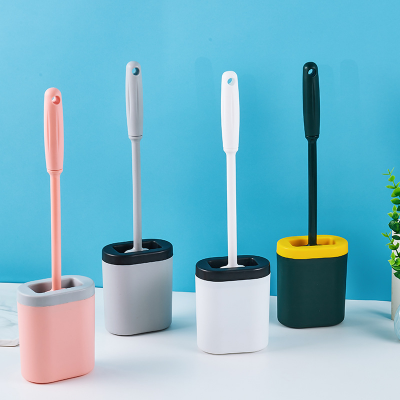 Creative Toilet Brush Holder  Deep-Clean Holder Set Cleaner Wall Mounted TPR Silicone Head Toilet Bowl Bendable Silicone Toilet