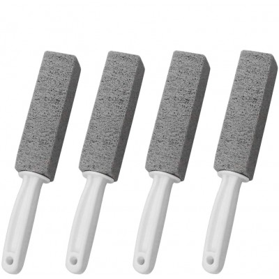 4pcs Pumice Cleaning Stone with Handle, Toilet Bowl Ring Remover Cleaner Brush Stains and Hard Water Ring Remover